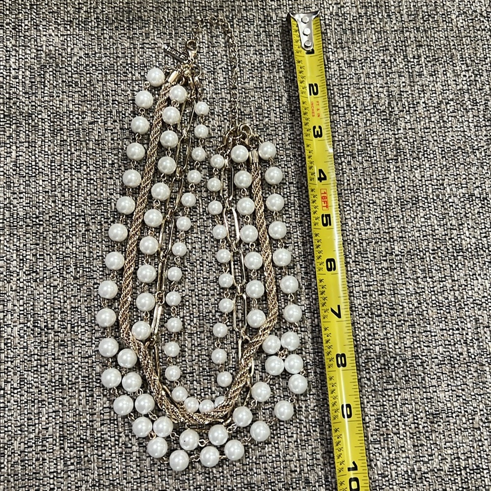 Elegant White and Gold Layered Necklace White House black market J53 - Picture 5 of 5